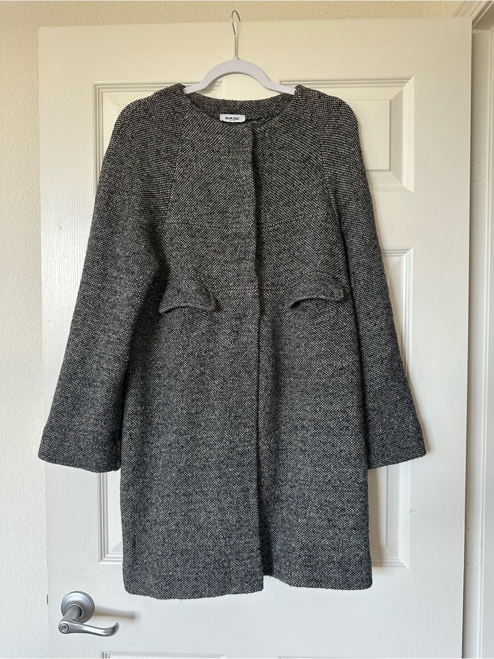 Base Milano Wool Blend Long Coat Coatigan Tweed